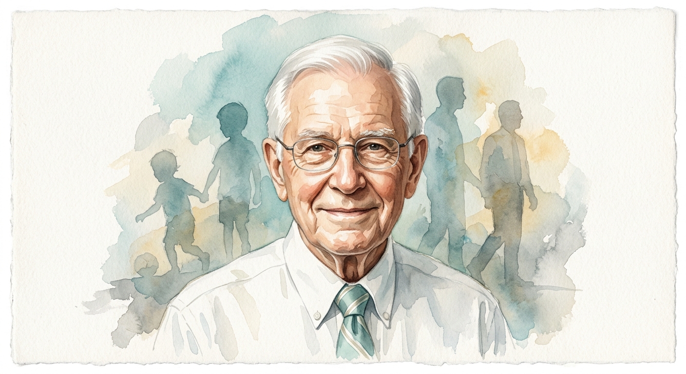 Illustrated portrait of Dr. Vincent Felitti, MD (ACE Study)