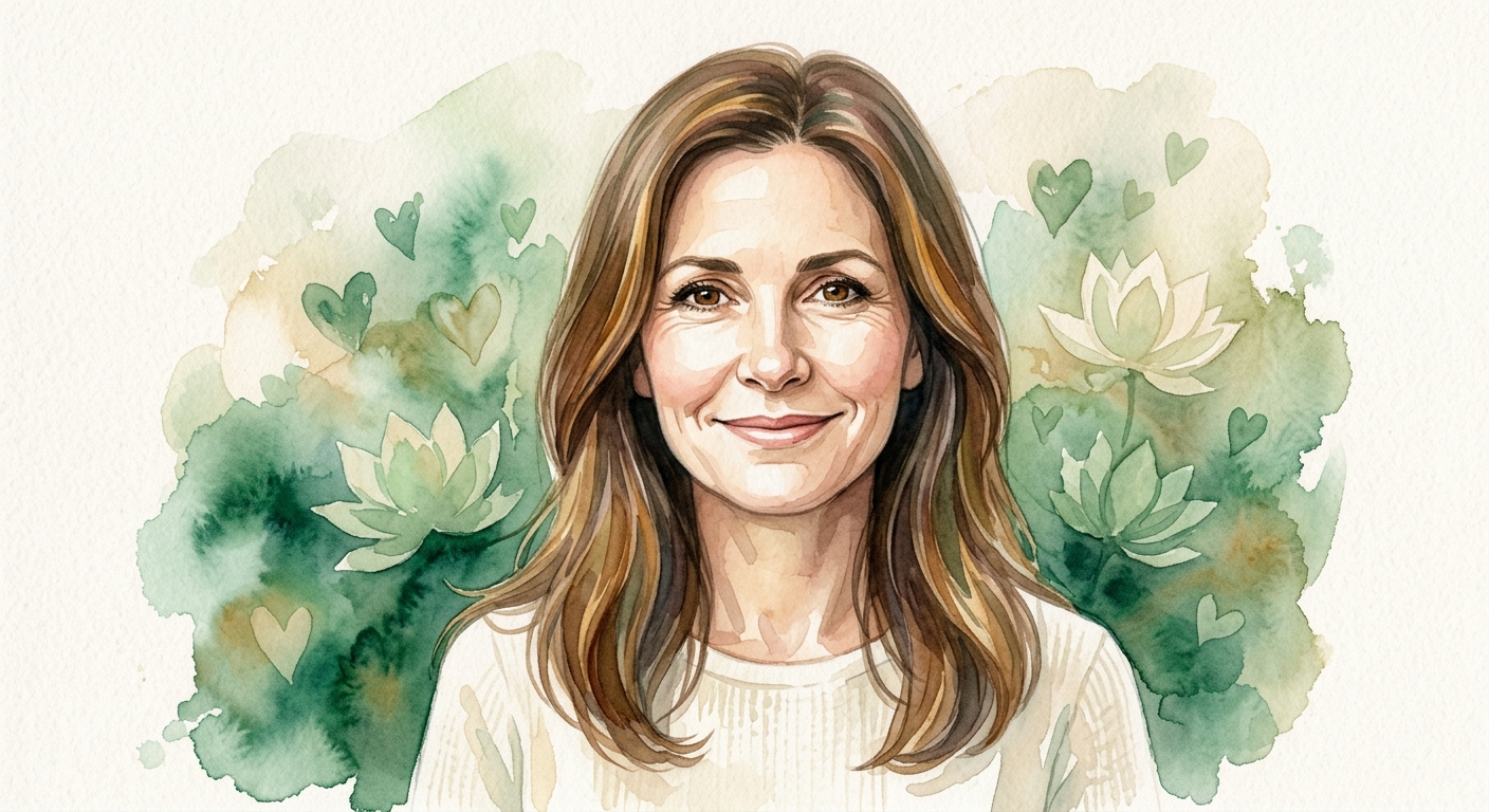 Illustrated portrait of Dr. Kristin Neff, PhD