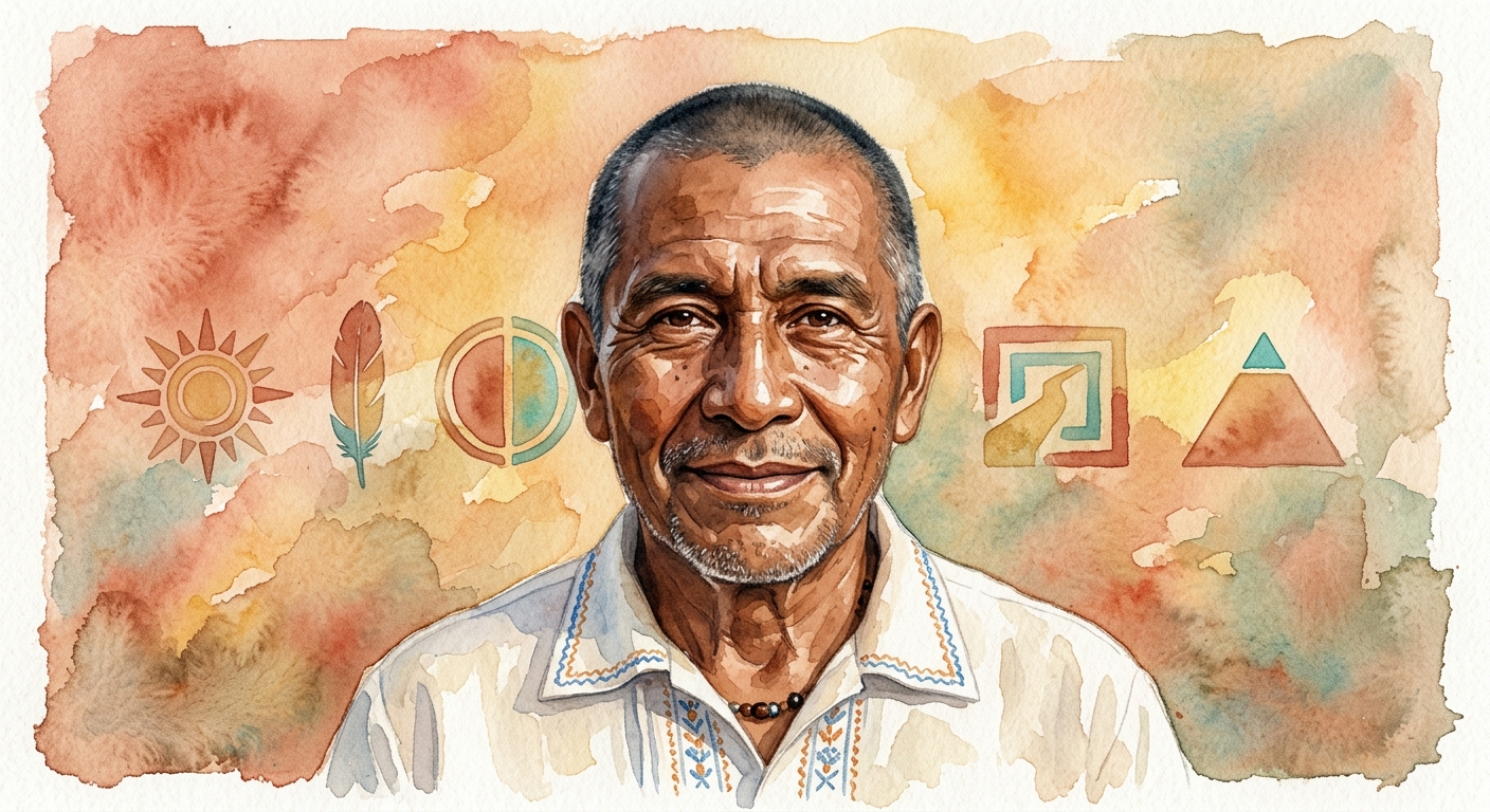 Illustrated portrait of Don Miguel Ruiz